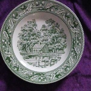 Charming Green and White Dinner Plate